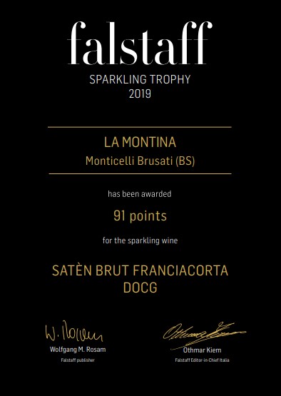Premio Falstaff sparkling special 2019 La Montina - Satèn